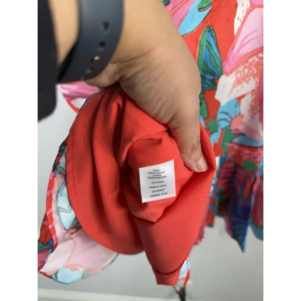 RSVP By Talbots Womens Dress Size 2 Tropical Floral Fit & Flare Ruffle Hem Lined